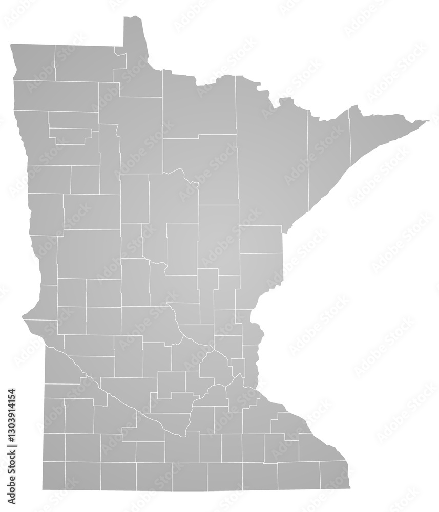 Fototapeta premium Minnesota administrative map. counties map of Minnesota, blank Map, empty Minnesota Map. minn, mn