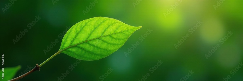 Obraz premium A solitary leaf with a delicate stem and veins, nature, twig