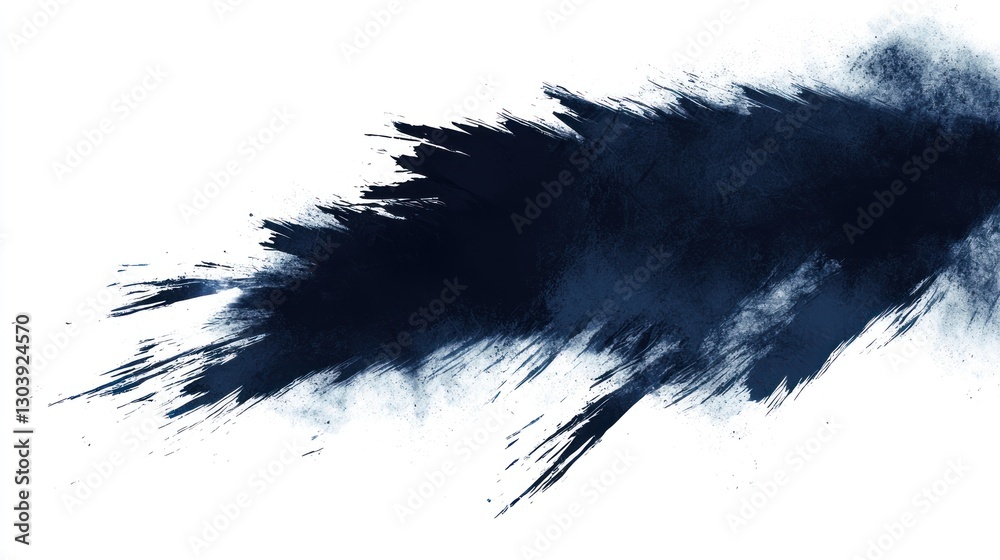 Abstract Dark Blue Ink Brush Stroke on White Background Abstract Dark Blue Ink Brush Stroke on White Background