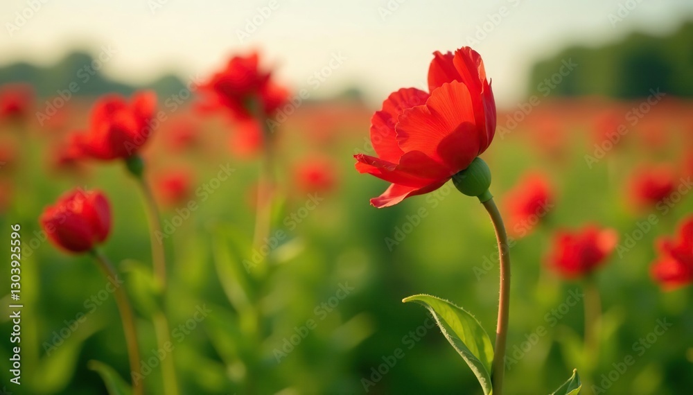 Large Roselle flower with long, curved stems in a field, field, blossom Large Roselle flower with long, curved stems in a field, field, blossom