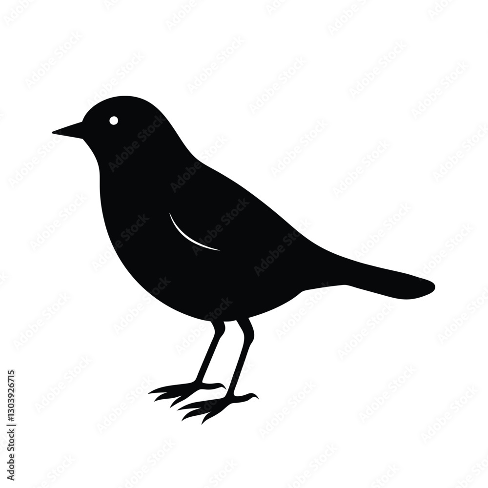 Obraz premium Blackbird Silhouette Vector Art | Black and White Blackbird Bird Illustration