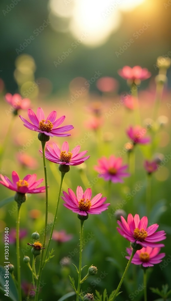 Valerianella flowers in a field of wildflowers with sunlight filtering through, valerianella, light Valerianella flowers in a field of wildflowers with sunlight filtering through, valerianella, light