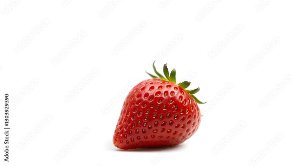 A single, ripe strawberry, vibrant red, isolated on pure white, clean, organic A single, ripe strawberry, vibrant red, isolated on pure white, clean, organic