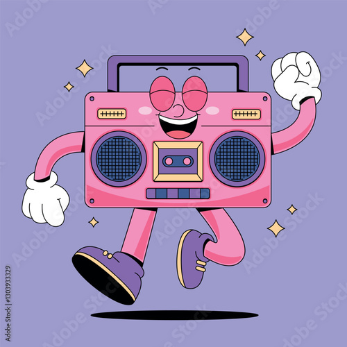 Happy Radio Cassette Music Player Mascot