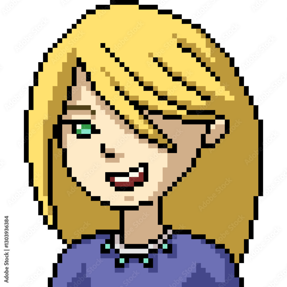 Fototapeta premium pixel art of woman grin smile