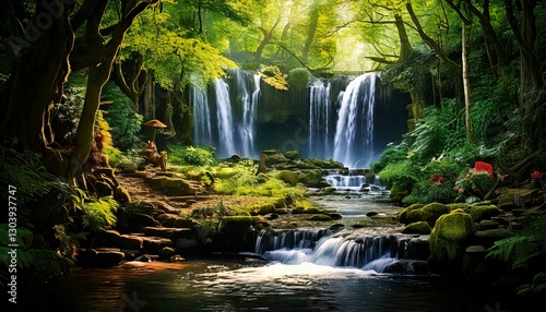 cascading into a secret garden with whispering woods 
