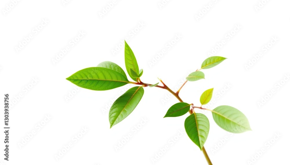 Single vibrant green plant, isolated on pure white, clipart, studio shot Single vibrant green plant, isolated on pure white, clipart, studio shot