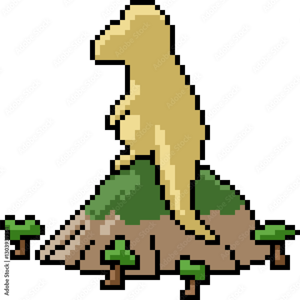 Fototapeta premium pixel art of dinosaur sit on mountain