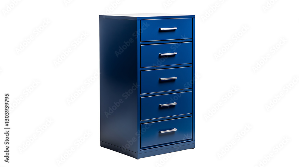 Modern Blue Metal Filing Cabinet with Five Drawers on transparent background Generative Ai Modern Blue Metal Filing Cabinet with Five Drawers on transparent background Generative Ai