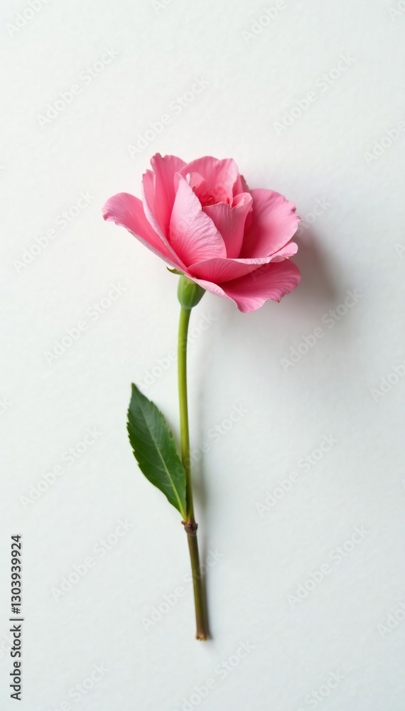 A solitary flower against a plain white surface, isolation, clean, nature A solitary flower against a plain white surface, isolation, clean, nature