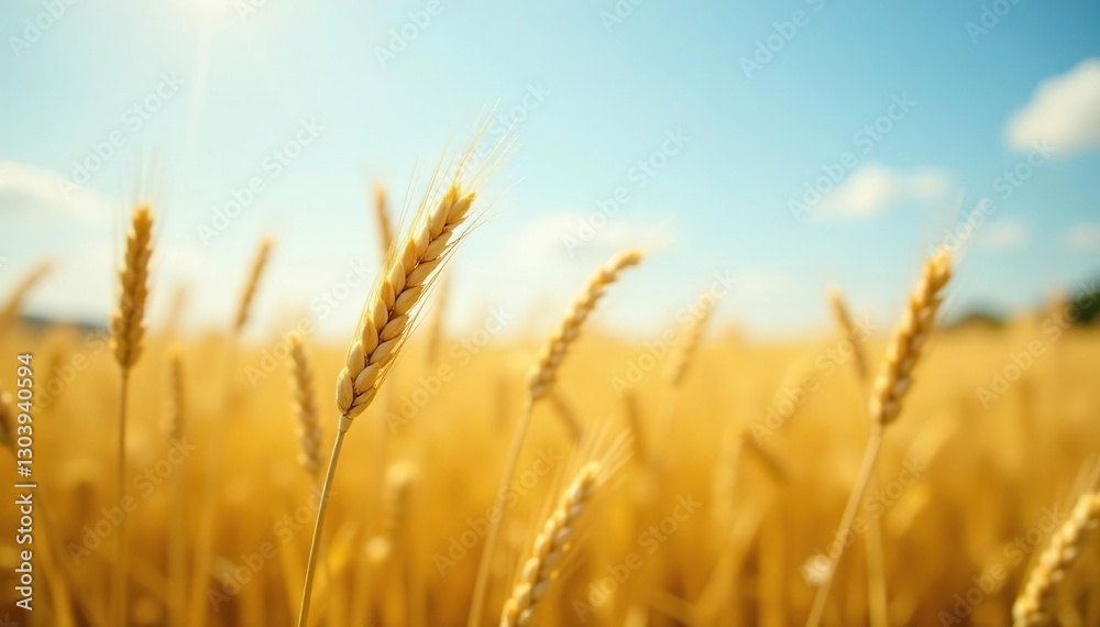 Golden wheat field swaying in gentle spring breeze, spring, nature Golden wheat field swaying in gentle spring breeze, spring, nature