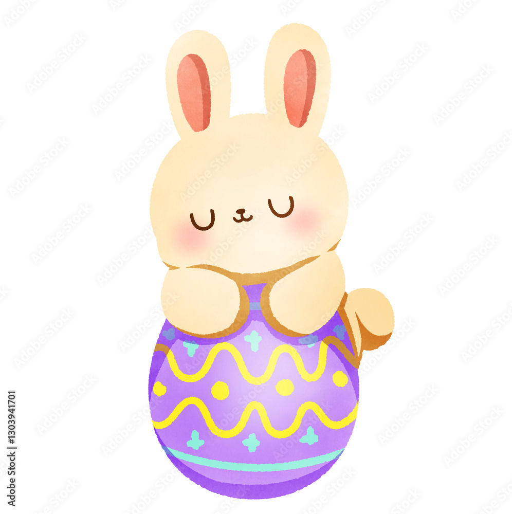 Obraz premium Hand-Drawn Happy Easter with bunny and egg illustration