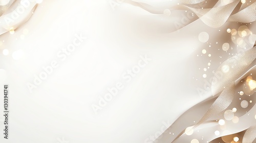 Elegant abstract beige waves with bokeh lights creating a luxurious and serene background.
