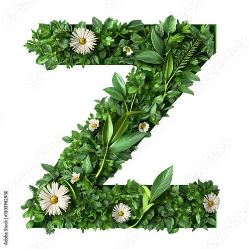 PNG Z letter nature flower green, isolated on white background