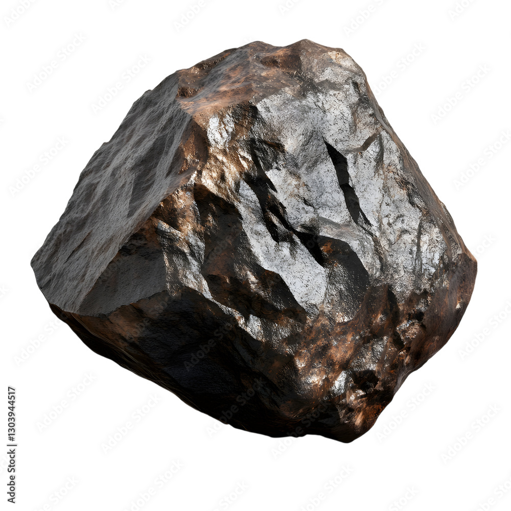 Fototapeta premium Iron Ore Chunk, Metallic Mineral Rock Industrial.