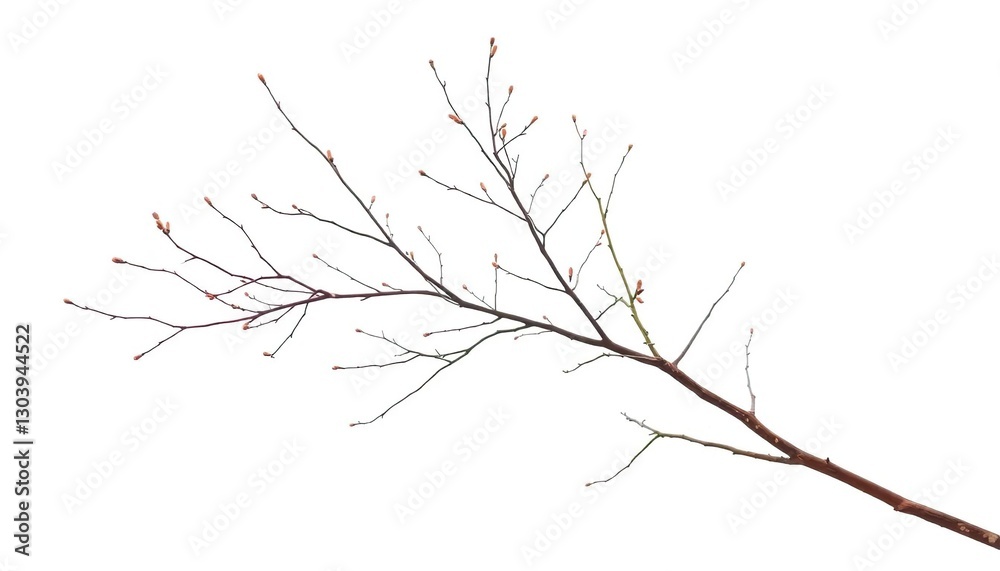 Delicate, bare branches splayed against a pure white backdrop, monochrome, botany Delicate, bare branches splayed against a pure white backdrop, monochrome, botany