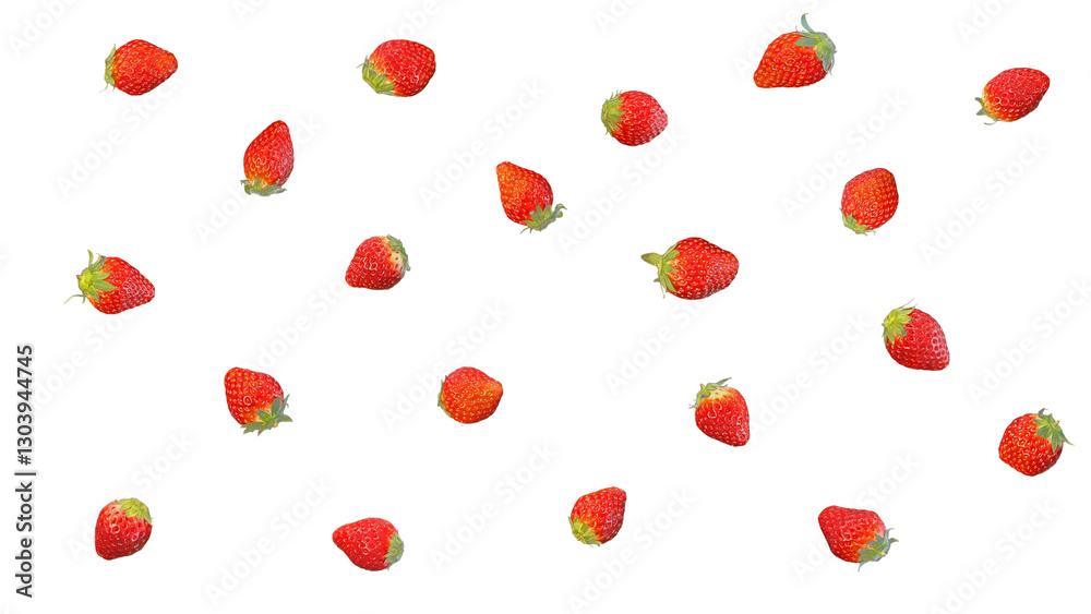 Image of many small strawberries lined up (transparent background) Image of many small strawberries lined up (transparent background)