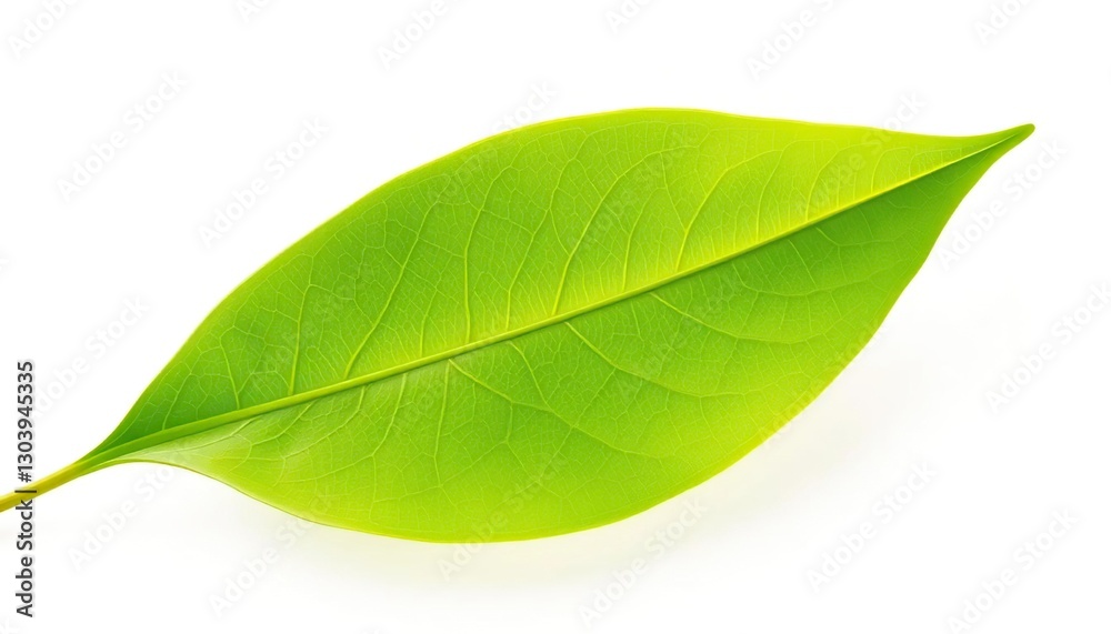Obraz premium Single leaf, isolated on pure white background, background, stem