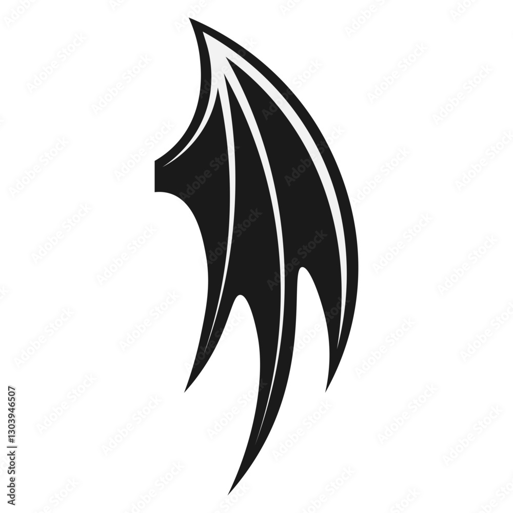 Bat Wings Silhouette Isolated on White Background. Vector Illustration Bat Wings Silhouette Isolated on White Background. Vector Illustration