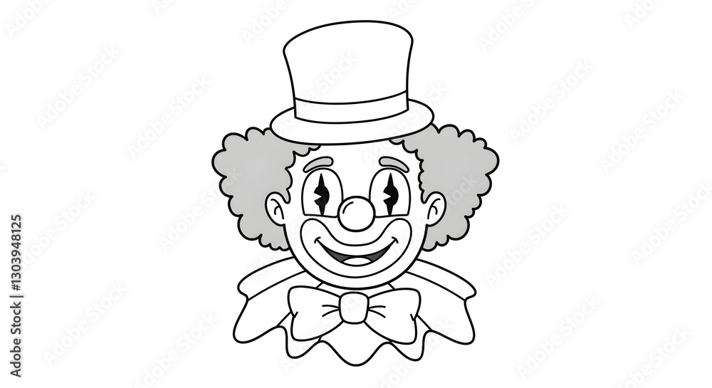 Cartoon Clown Illustration in Black and White Cartoon Clown Illustration in Black and White
