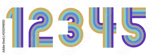 1,2,3,4,5　数字　ナンバー　デザイン　虹　カラー3