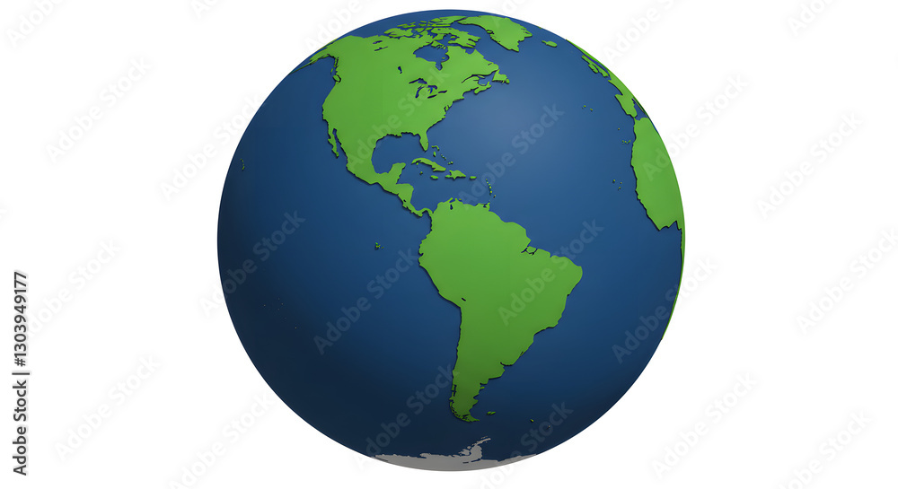 Earth Globe Showing Americas on White Background Earth Globe Showing Americas on White Background