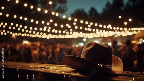 Cowboy Hat At A Nighttime Outdoor Event