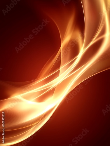 Wallpaper Mural Ethereal luminous golden curves flowing on a deep red background Torontodigital.ca