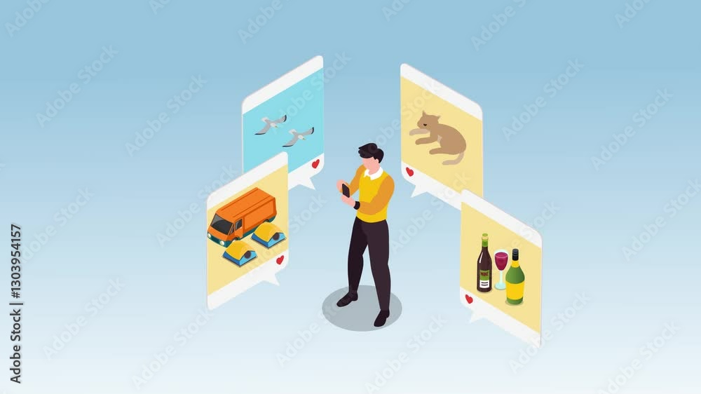Social Media Preferences and User Engagement 3d animation cartoon Social Media Preferences and User Engagement 3d animation cartoon