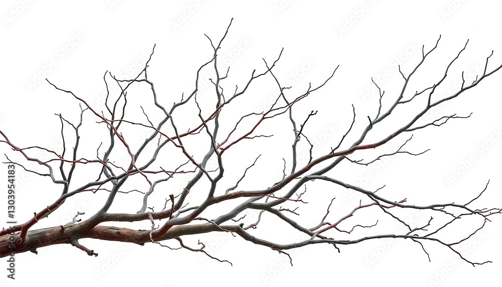 Bare, twisted branches isolated on pure white backdrop, macro, brittle Bare, twisted branches isolated on pure white backdrop, macro, brittle
