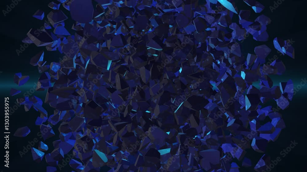 abstract 3d background with dark blue stones rotating in abstract 3d background with dark blue stones rotating in