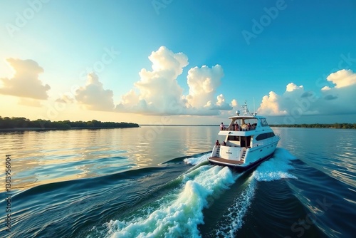 Vessel glides across Tampa Bay at Sunshine Skyway, skyway, bay, scenery