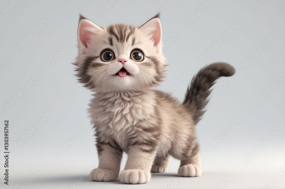 Adorable fluffy kitten standing, looking up. Adorable fluffy kitten standing, looking up.