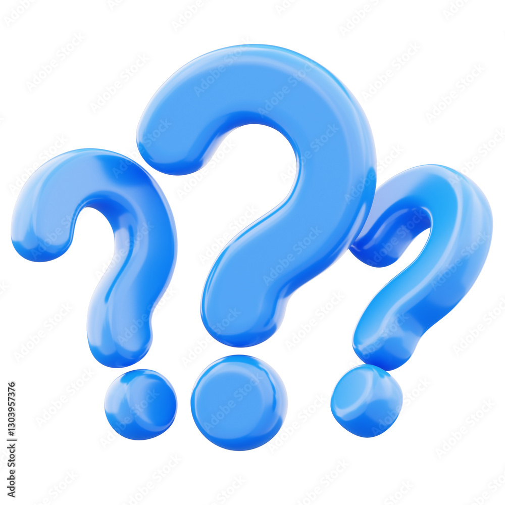Naklejka premium Thinking and question mark symbol icon illustration. Concept of help center information support for problem solving and assistance 3d render illustration image