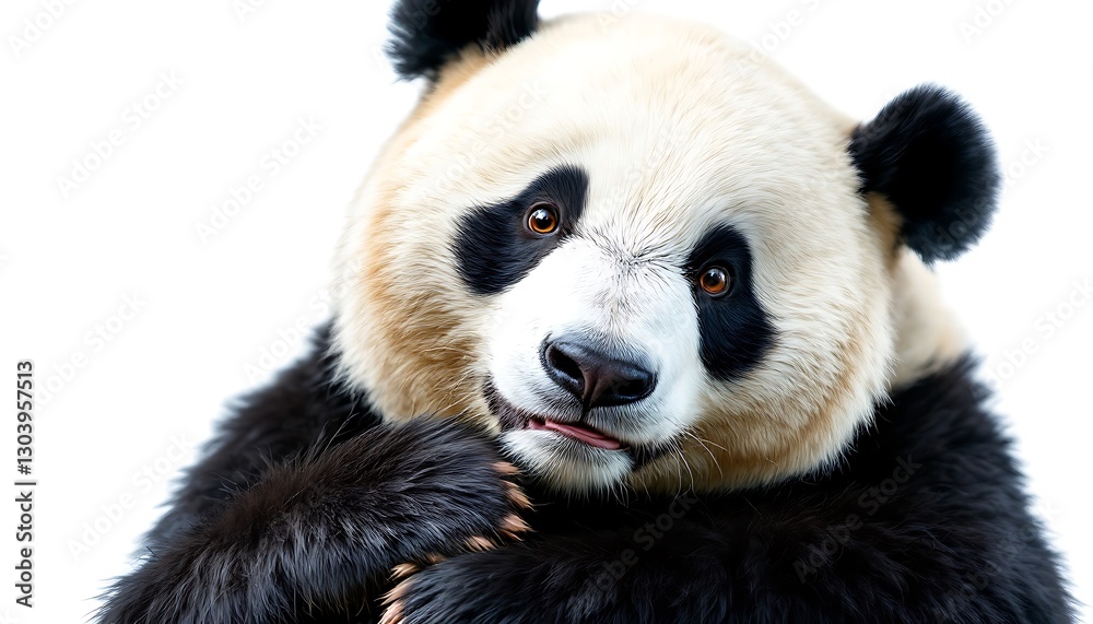 Naklejka premium Adorable Giant Panda Close-Up: A Captivating Portrait