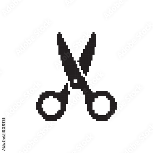 scissors pixel art, vector illustration on isolated background.