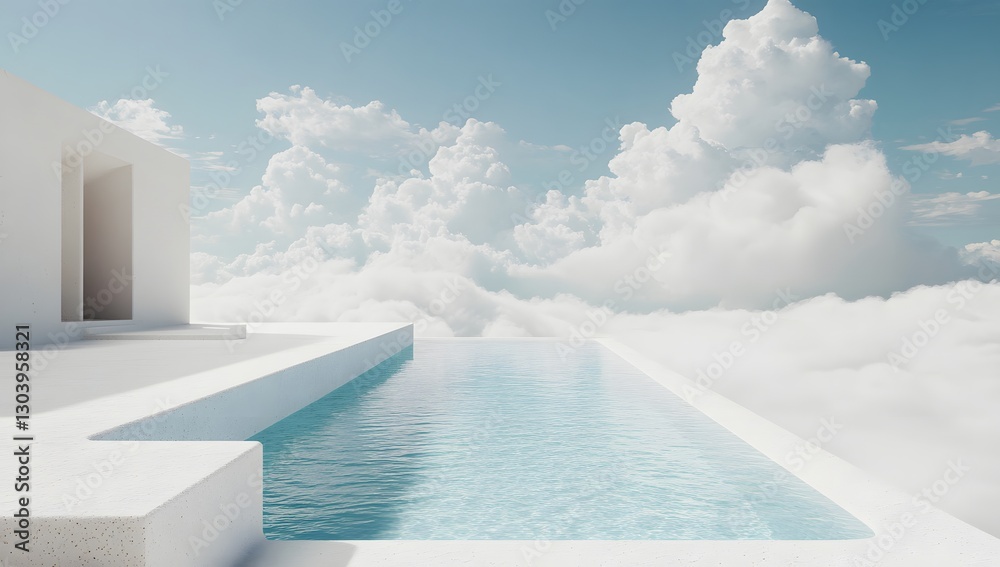 White infinity pool house on clouds White infinity pool house on clouds