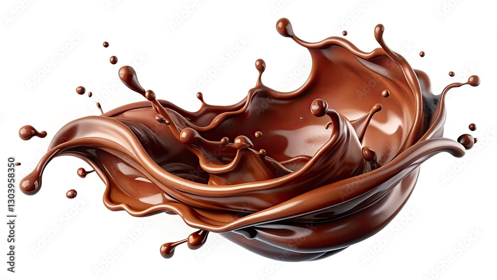 Aerial View of Rich Chocolate Splash Isolated on Transparent Background for Culinary and Dessert Designs, Perfect for Marketing, Advertising, and Product Showcase Aerial View of Rich Chocolate Splash Isolated on Transparent Background for Culinary and Dessert Designs, Perfect for Marketing, Advertising, and Product Showcase