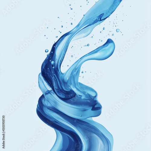 water splash isolated on white, generative AI illustration
