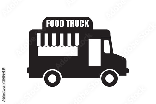 Food truck logo icon. Vector foodtruck kitchen street van design icon