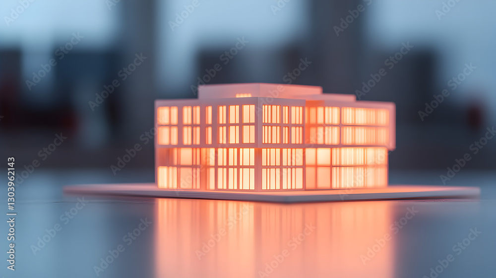 Obraz premium Showcasing innovative urban studio design architectural models in close-up view