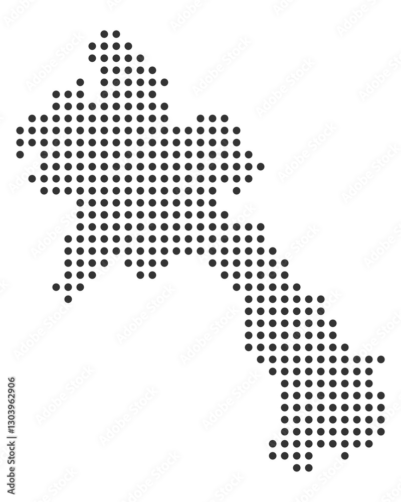 Fototapeta premium Dotted Laos map, black dot map of Laos
