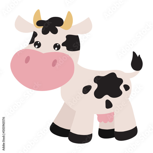 Cute  spotted little cow vector cartoon illustration