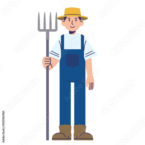 Farmer Holding a Pitchfork 