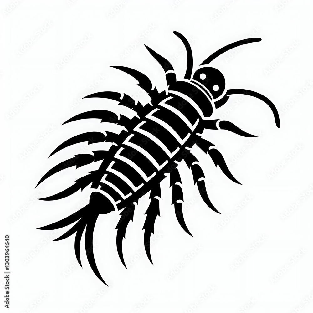 Obraz premium flat and minimalist Silverfish insects icon of silhouette image black shape vector illustration isolated on white background 12