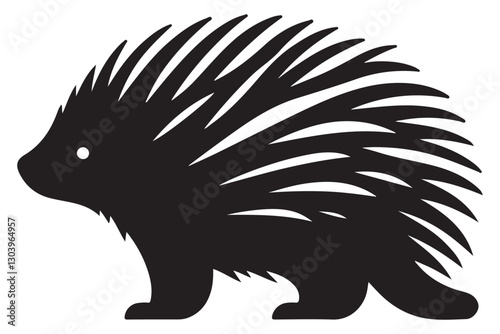 Detailed Porcupine Silhouette Illustration for Nature and Design