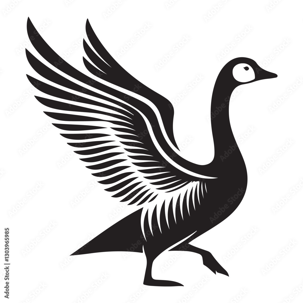 Obraz premium Dynamic Goose Wing Spread Vector Illustration Silhouette Bird Design Art
