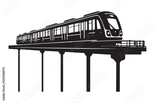 Elevated Train Silhouette Vector Illustration Urban Transportation Design