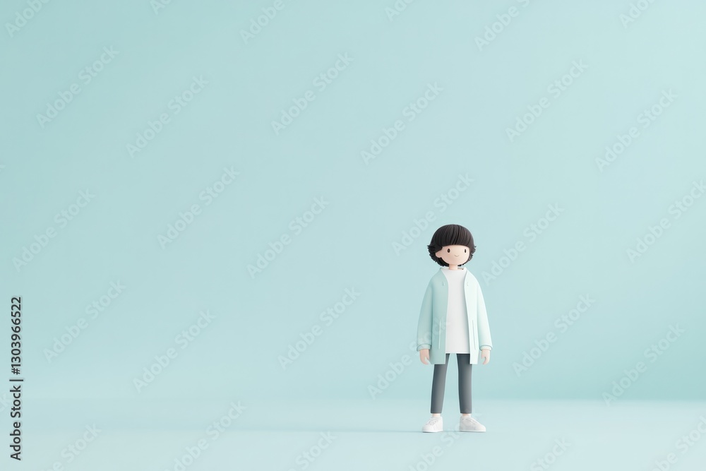 3d character standing in blank and featureless environment with ample copy space above and around them for text or 3d character standing in blank and featureless environment with ample copy space above and around them for text or