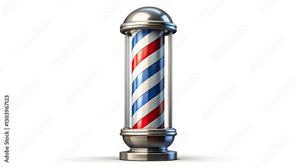 Isolated Barbershop Pole with Red, White, and Blue Stripes on Transparent Background for Creative Uses Isolated Barbershop Pole with Red, White, and Blue Stripes on Transparent Background for Creative Uses